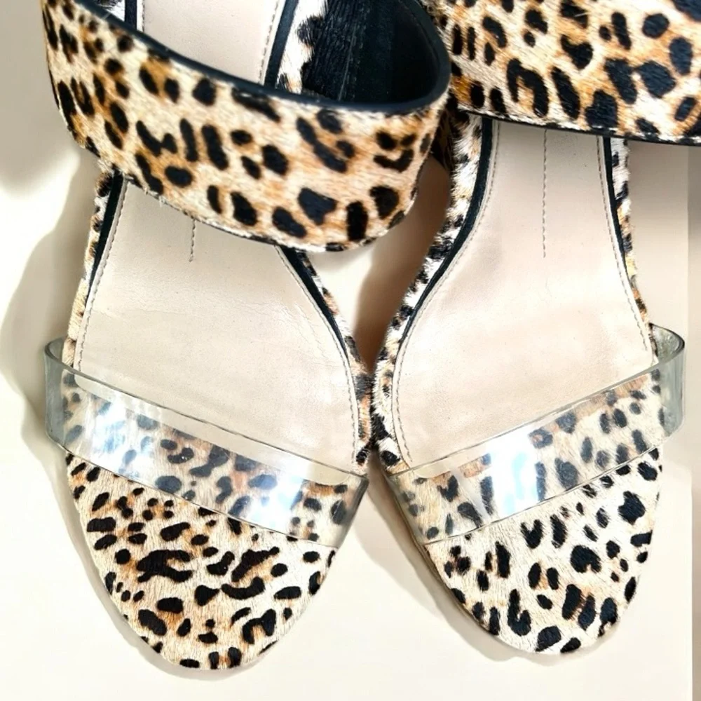 Gianni Bini Wylinn Wedge Sandal in Cheetah Print Fur Women’s Size 6 1/2